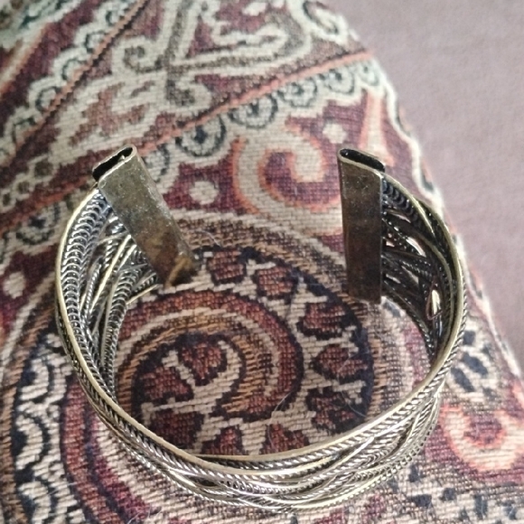 Intricate Braided Metal Cuff Bracelet - Gold Tone - Picture 2 of 4